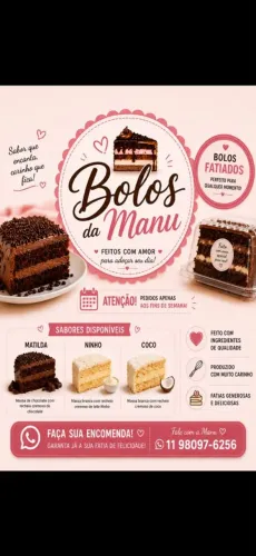 Deliciosos bolos caseiros.