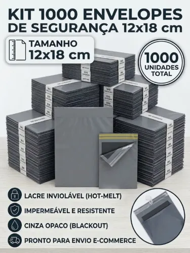 Envelope de segurança 12X18 kit 1.000 peças Cinza , Sedex , Ecommerce temos kits menores