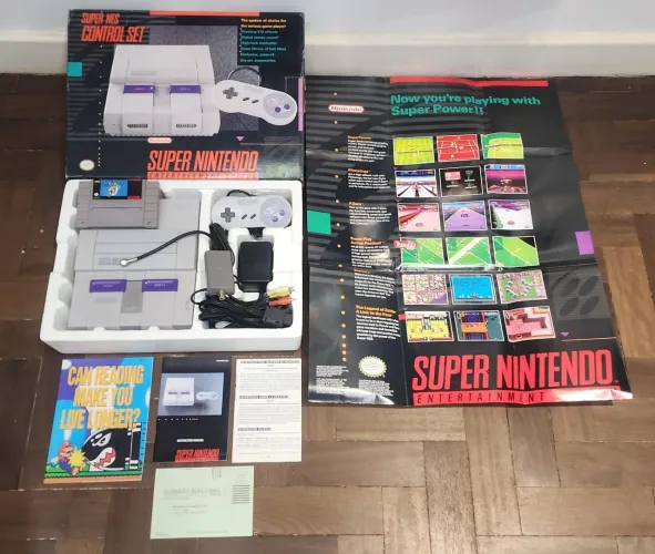 Edição de colecionador! Super Nintendo Controle Set completo na Caixa