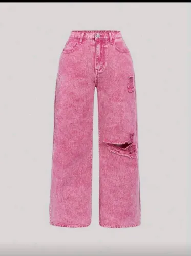 Calça jeans rosa plus size 