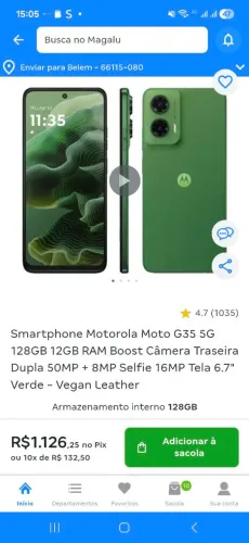 Moto G35 na caixa