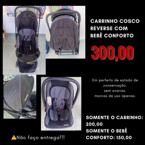 Carrinho de bebê com bebê conforto