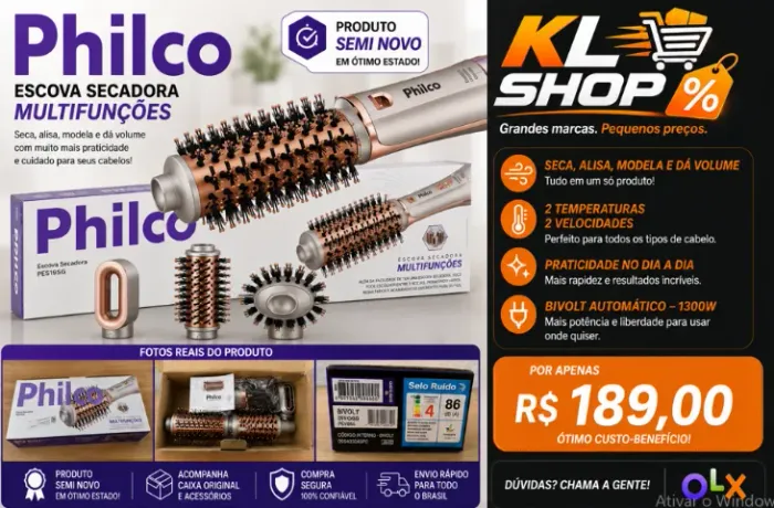 ESCOVA SECADORA PHILCO MULTIFUNÇÕES