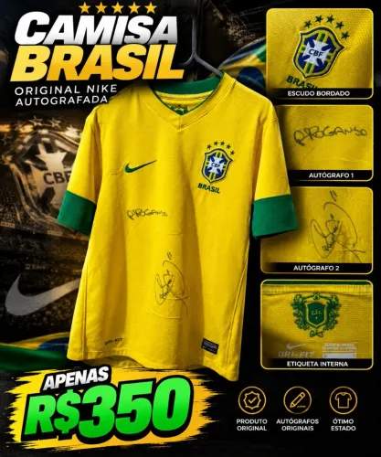 Camisa Brasil 2011 Autografada Neymar e Ganso Tamanho P