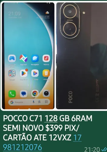 Pocco c71 128 gb 6ram 