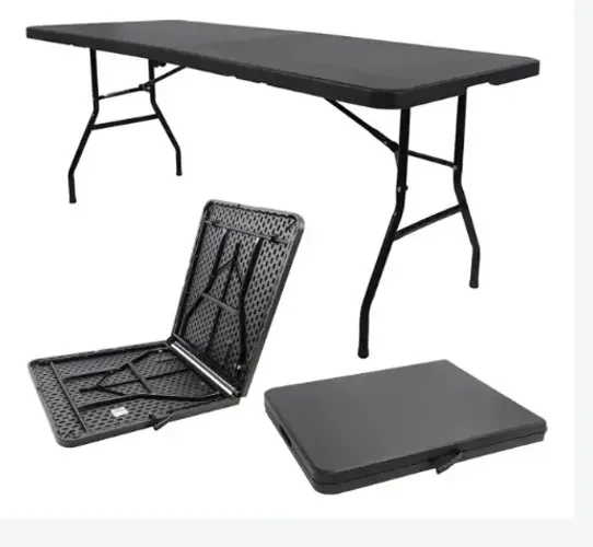Mesa Premium Dobrável Portátil Tipo Maleta 180cm Nakasaki- BRANCA/- PRETA