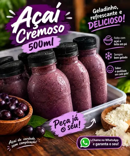 Açaí Cremoso 500ml Geladinho - Peça Já!