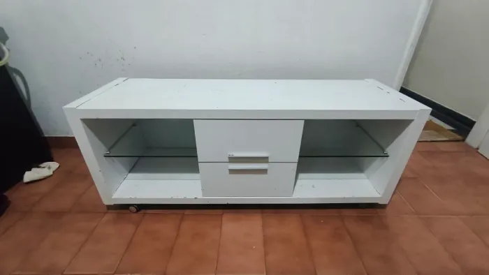 Rack branco com 2 gavetas