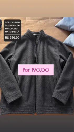 Jaqueta de lã grafite masculina