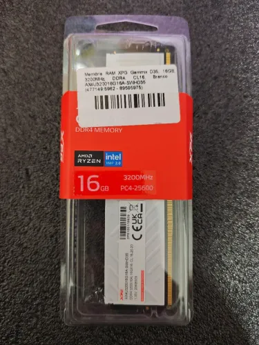 Memória RAM 16GB XPG Gammix D35 Branco 3200MHz CL16 - Nova e Lacrada