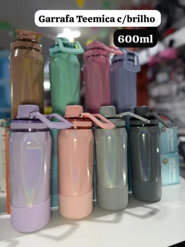 Garrafa Térmica 600ml Premium Brilho - Pronta Entrega
