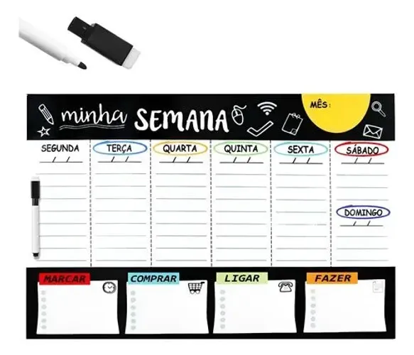Quadro planner, organizador de tarefas, planjamento semanal, em ótima qualidade.