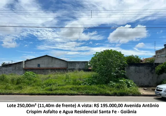 Leia a descrição: Lote 250,00m² (Avenida Antônio Crispim) Residencial Santa Fe