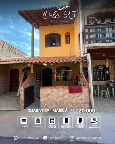 GUARATIBA, ORLA 23 IMOBILIÁRIA VENDE! EXCELENTE CASA DUPLEX PRÓXIMO A PRAIA EM MARICÁ.