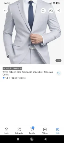 Terno Cinza nunca usado
