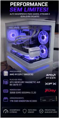 PC GAMER HIGH-END | RYZEN 7 9800X3D + RX 9070 XT MERCURY | SEMINOVO