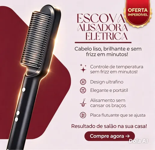 ? Escova Alisadora Elétrica Preta