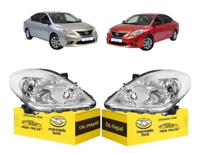 Par Farol Nissan Versa 2011 2012 2013 2014 Manual Cromado Ambos Lados