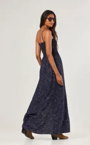 Vestido longo marinho lastex