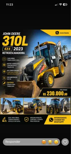 Retro escavadeira John Deere 310L