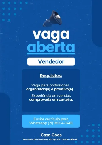 Vaga para Vendedor de Instrumentos Musicais