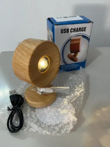 Luminária LED de Parede Magnética 360° | Recarregável USB | Touch Dimmer | Estilo Madeira