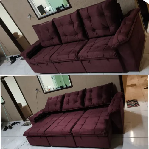 Sofá retrátil e reclinável espuma D33 , molas ensacadas...