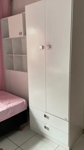 Guarda Roupa Solteiro 2 Portas com Cabeceira Nina Cimol