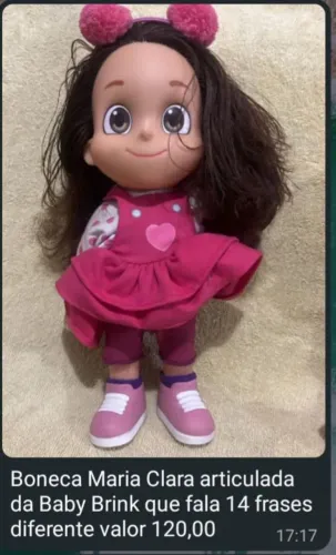 Boneco interativo  jp inspirado maria clara baby brink 120 