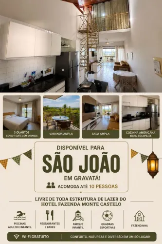 Gravatá Flat Monte Castelo 3 quartos Hotel Fazenda.