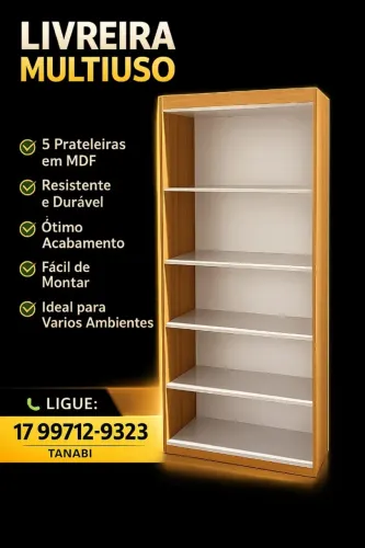 LIVREIRA MULTIUSO 5 PRATELEIRAS - NOVA!