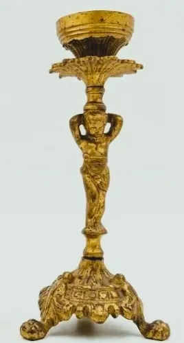 Antigo abajur Bronze ornamentado com Putino ricamente cinzelado base apoiada sobre garras