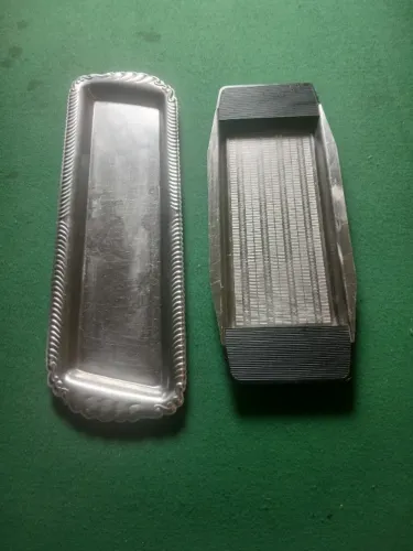 Bandejas (2) Aço Inox Retangular Vintage