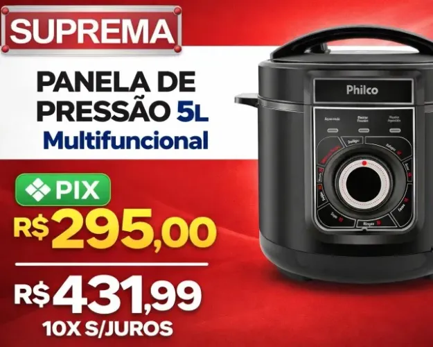 PANELA DE PRESSÃO ELETRICA PHILCO 5L Lacrada Nota fiscal Garantia PP02PI