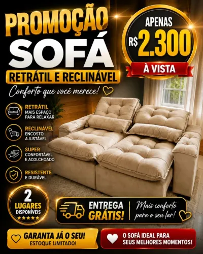 Sofá Retrátil reclinável