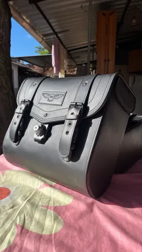 Alforje c/ chave de couro legítimo 