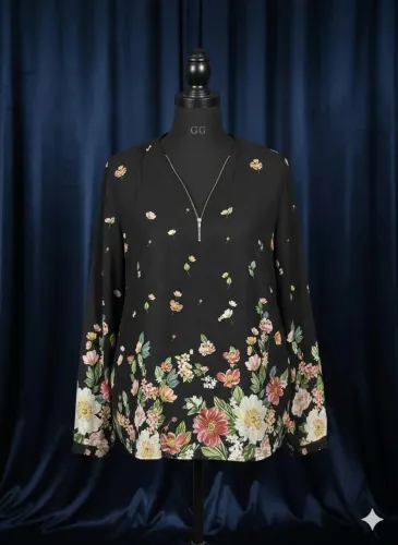 Blusa Preta Estampada G5