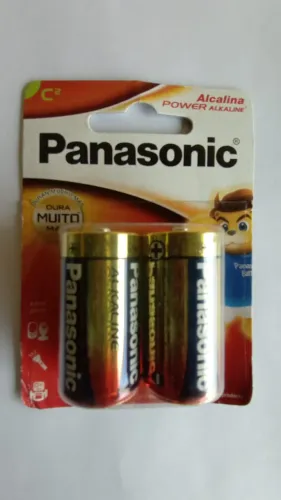 Pilha Alcalina Média PANASONIC cartela c/ 02 unidades - Nova 