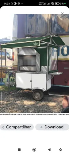 Carrinho de vende churrasco na praia