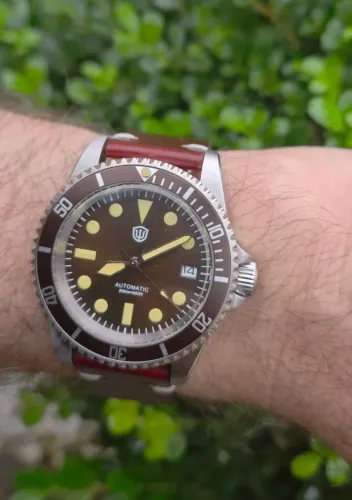 Relógio 38mm watchdive tropical(San martin) WD5513 marrom vintage automatico mec.seiko nh3