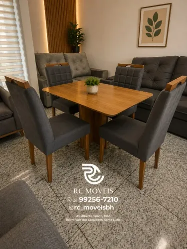 Conjunto Mesa de Jantar com 4 Cadeiras Madeira Tampo Amadeirado 1,20x0,80 Mel