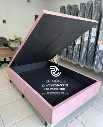 Cama box completa Baú Casal 1.38x1.88 Inteiriço Blindado com Pistão a Gás