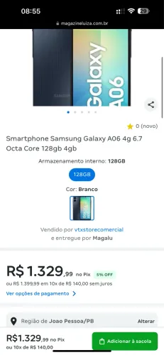 Samsung A06 128GB Perfeito
