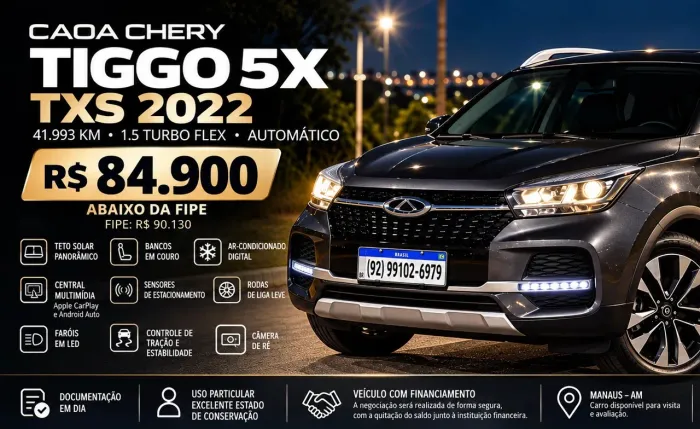 Chery Tiggo 5X TXS 1.5 16V Turbo Flex Aut. 2022