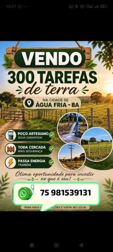 300 tarefa de terra Água fria Bahia