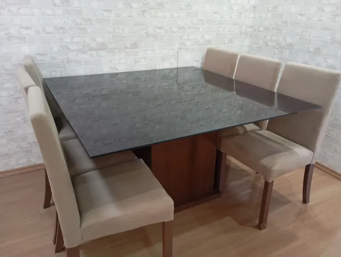 Mesa de vidro 6 cadeiras