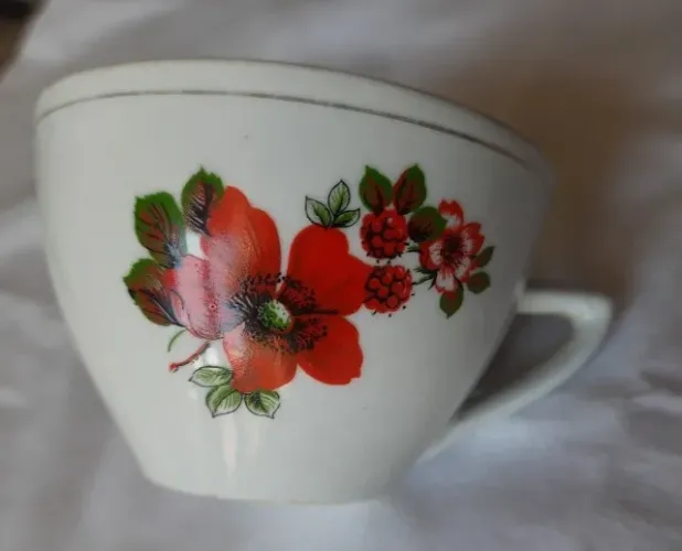 Xícara para chá avulsa em porcelana Pozzani louça antiga