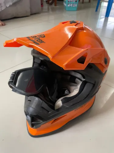 Capacete de trilha etceter laranja + óculos pro tork tamanho 58