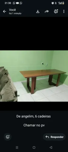 Mesa de madeira Angelim, com 6 cadeiras 