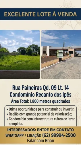 Vendo Lote Condomínio Recanto Dos Ipês em Bela Vista de Goiás